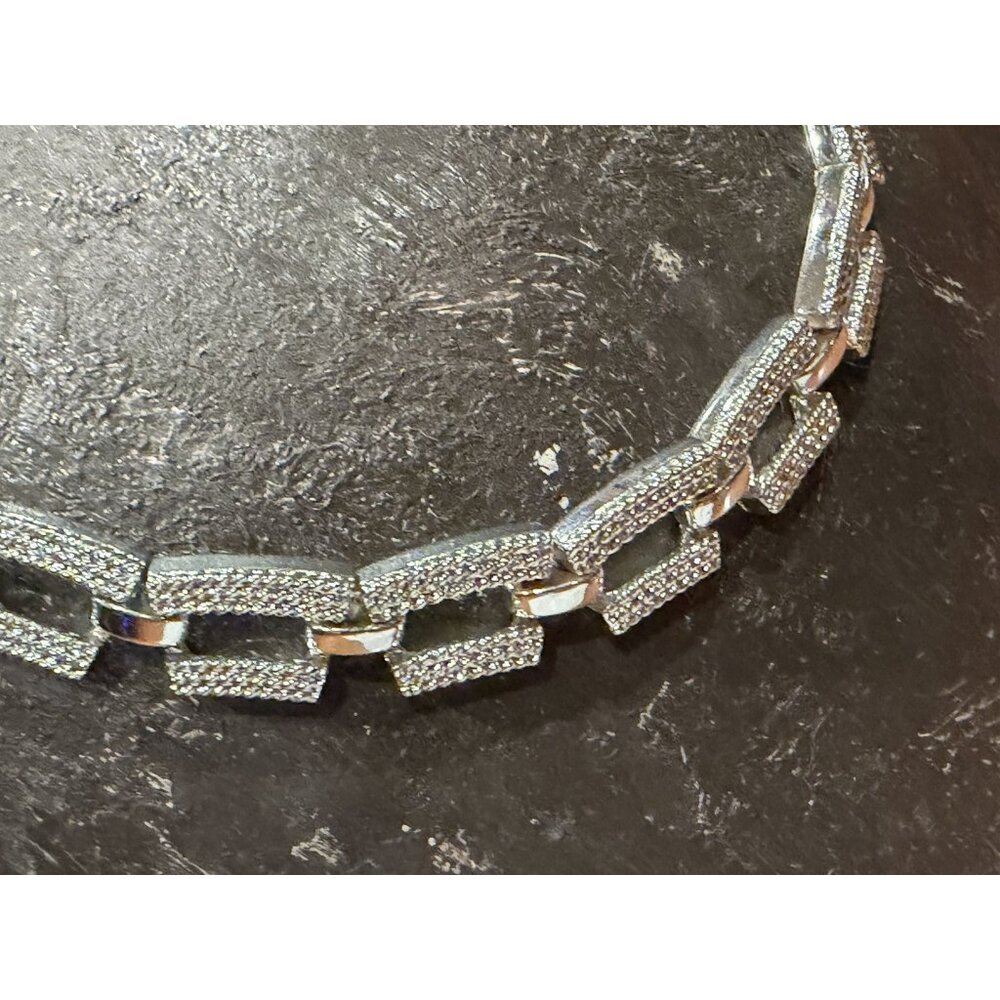 NAPIER VINTAGE SILVER TEXTURED 14-16" RECTANGULAR CHAIN LINK NECKLACE EUC - Picture 8 of 8